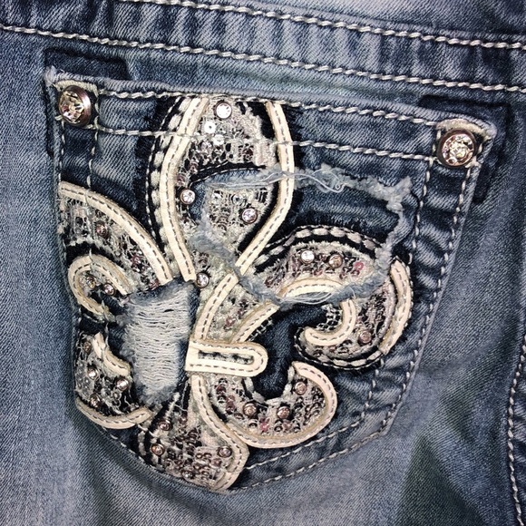 Miss me jeans standard boot cut size 25 white wash color distressed western jean - Picture 3 of 8